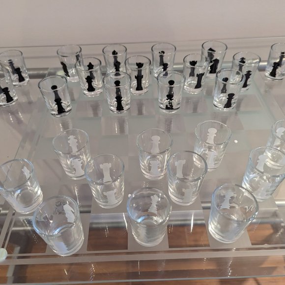 Vintage Glass Cups Chess Board - Picture 5 of 5